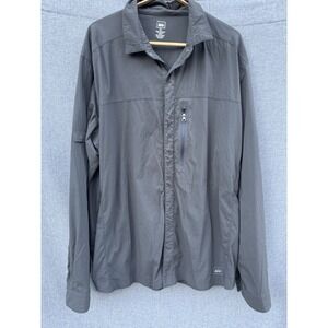 REI Co-op Shirt Mens XL Gray Snap Roll Tab Sleeve Vented Performance Active